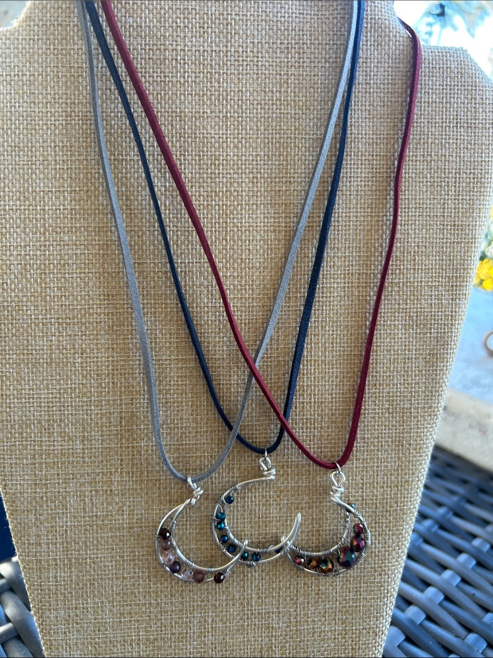 Artisan Crafted Crescent Silver moon with crystal accents